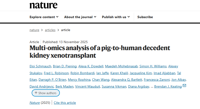 《Nature》发布重磅研究：首次详细描绘异种猪肾移植的免疫反应“路线图”
